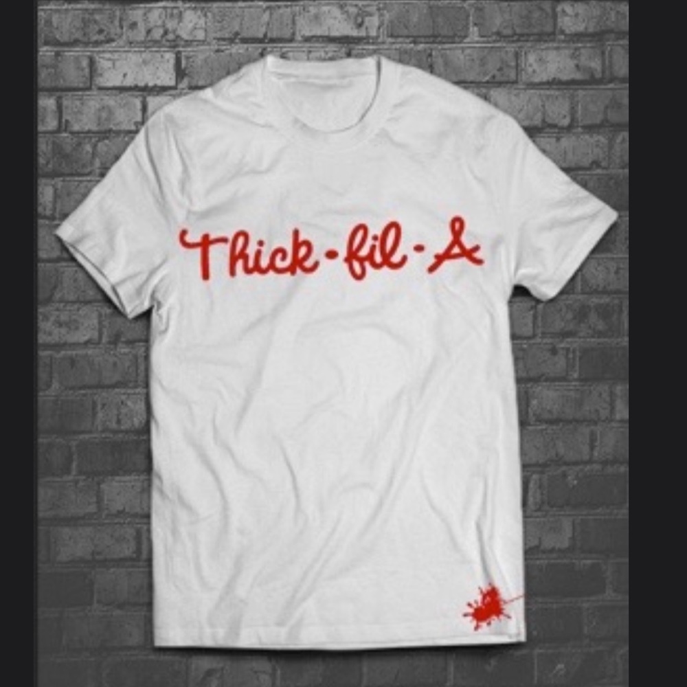 White and Red Thick Fil A Shirt Sleeve Shirt - Picture 1 of 1